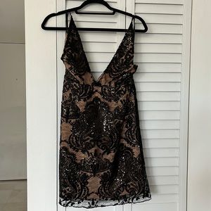Free People Black and Tan Mini Dress